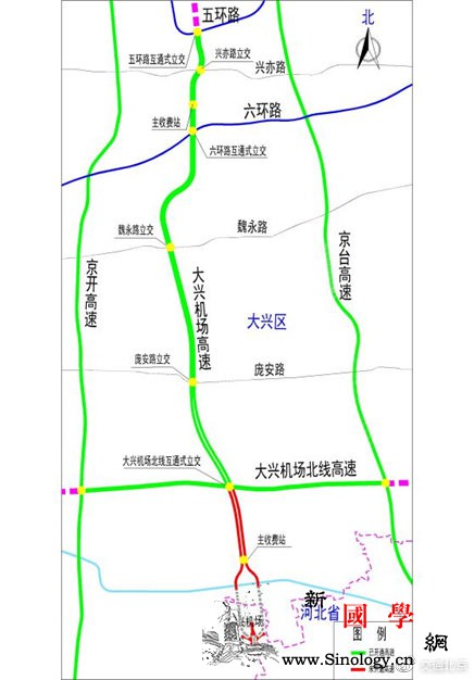 北京大兴机场高速和机场北线高速公路中_北京市-国际机场-北京-