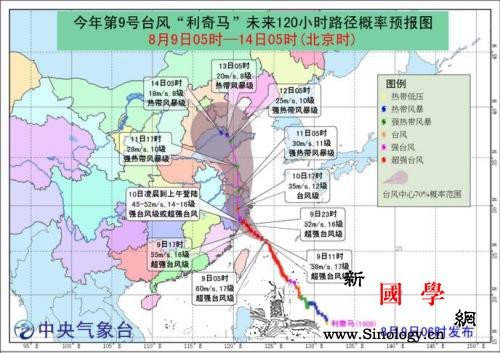 中央气象台发布台风红色预警“利奇马”_风级-浙江-台风-