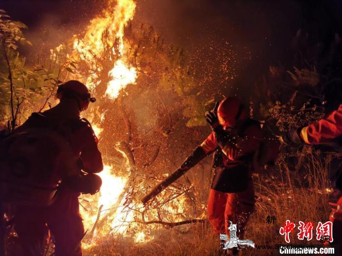 千人连夜扑打云南安宁森林火灾东线明火_火场-明火-扑火-