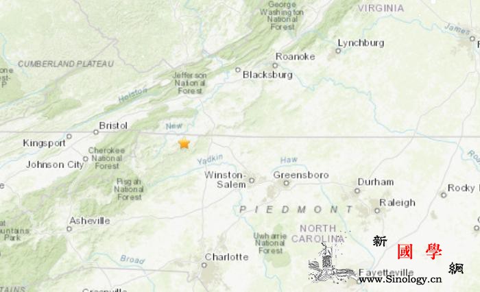美国北卡罗来纳州发生里氏5.1级地震_北卡罗来纳州-震源-里氏-