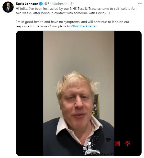 正在自我隔离的英首相约翰逊发布视频自_约翰逊-英国-隔离-