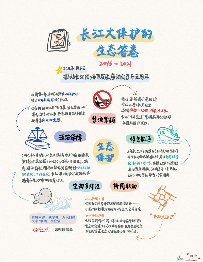 【手绘图解】长江大保护的生态答卷_长江-答卷-推动-