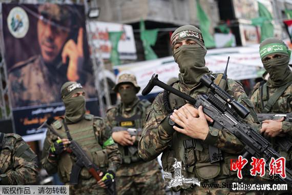 哈马斯数百成员在加沙游行最高领导人公_哈马斯-瓦尔-游行-