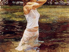 油畫(huà)：水中的女孩 ()